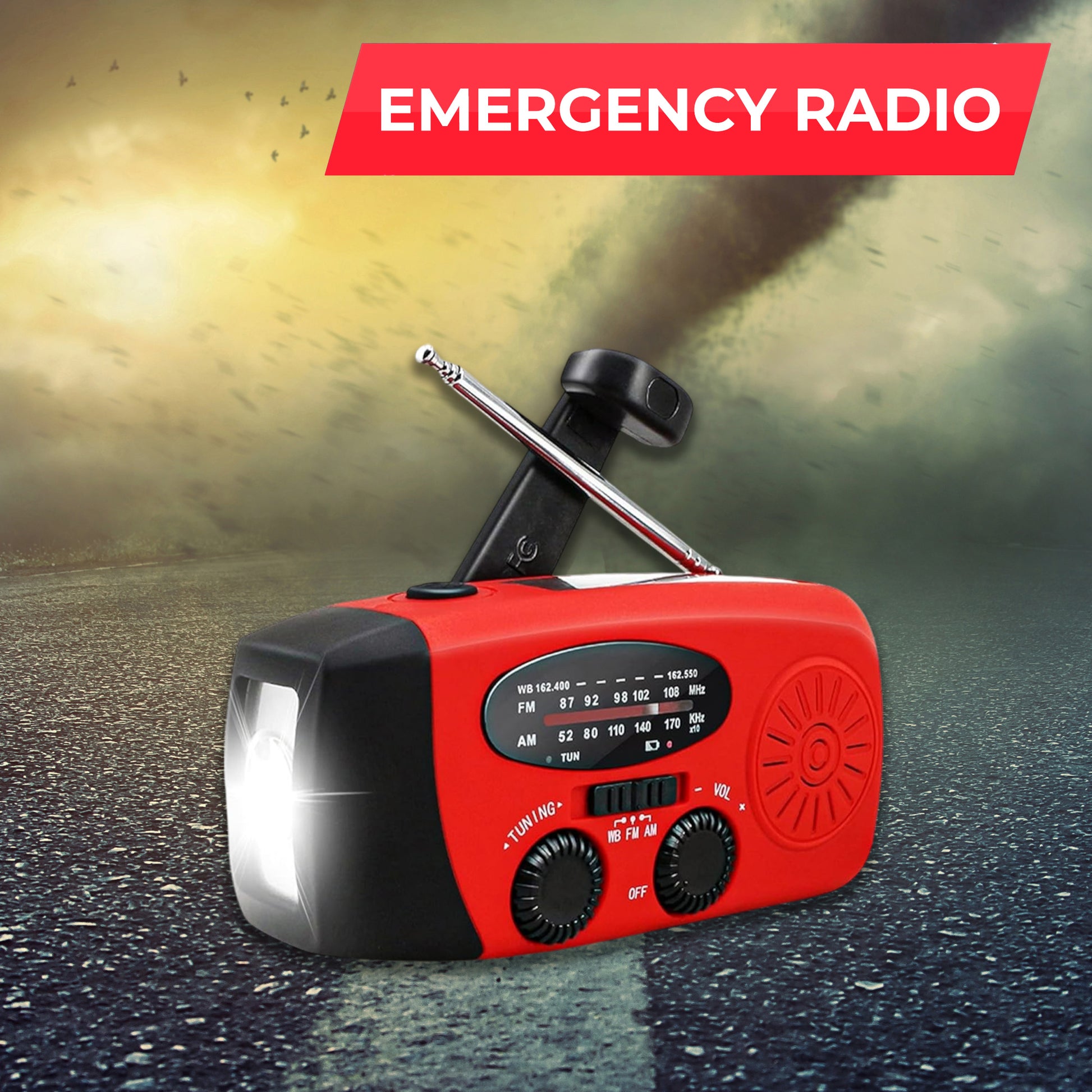 Emergency Wind Up Radio with 2000mAh Power Bank & Torch